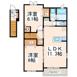 上野添 徒歩4分 2階の物件間取画像